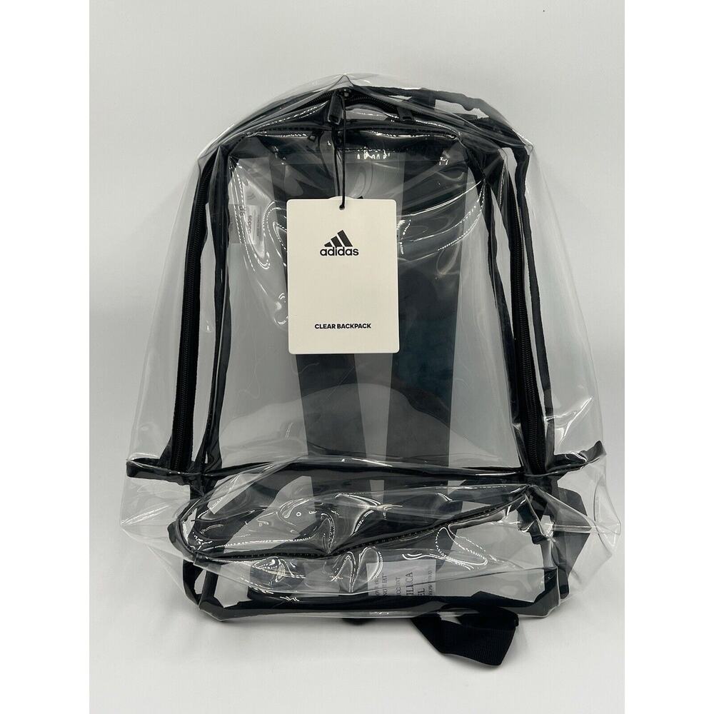 Adidas Clear Backpack Clear/Black Unisex‎ Training Bookbag NWT